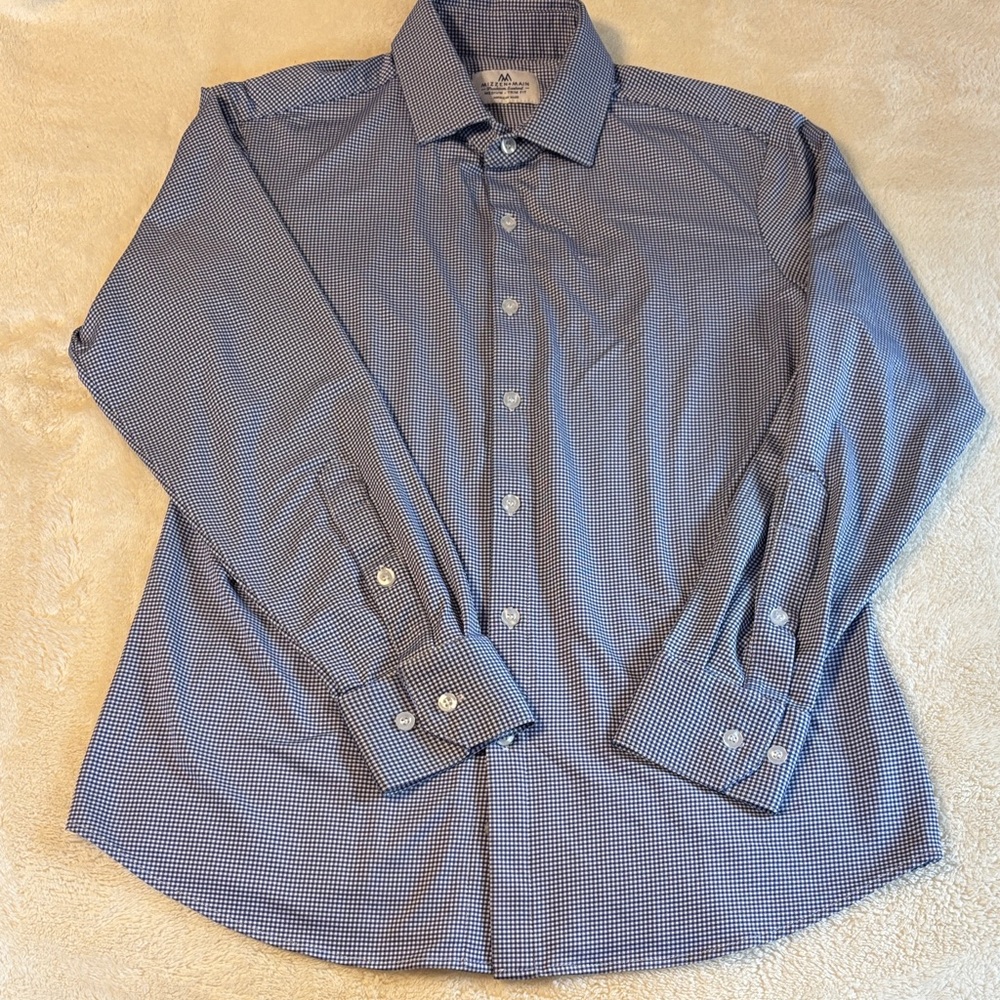 Mizzen+Main trim fit blue/white plaid button down